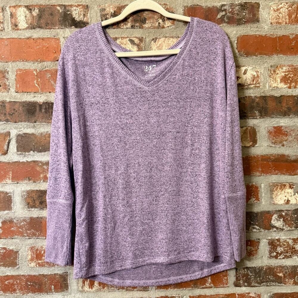 S23-Maurices Lavender Long Sleeve V-Neck Top